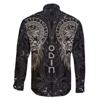 Viking Navigator Family Matching Long Sleeve Bodycon Dress and Hawaiian Shirt Odin's Wisdom in Symbols - Wonder Print Shop