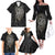 Viking Navigator Family Matching Off Shoulder Long Sleeve Dress and Hawaiian Shirt Odin's Wisdom in Symbols - Wonder Print Shop