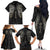 Viking Navigator Family Matching Off Shoulder Long Sleeve Dress and Hawaiian Shirt Odin's Wisdom in Symbols - Wonder Print Shop