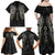 Viking Navigator Family Matching Off Shoulder Maxi Dress and Hawaiian Shirt Odin's Wisdom in Symbols - Wonder Print Shop