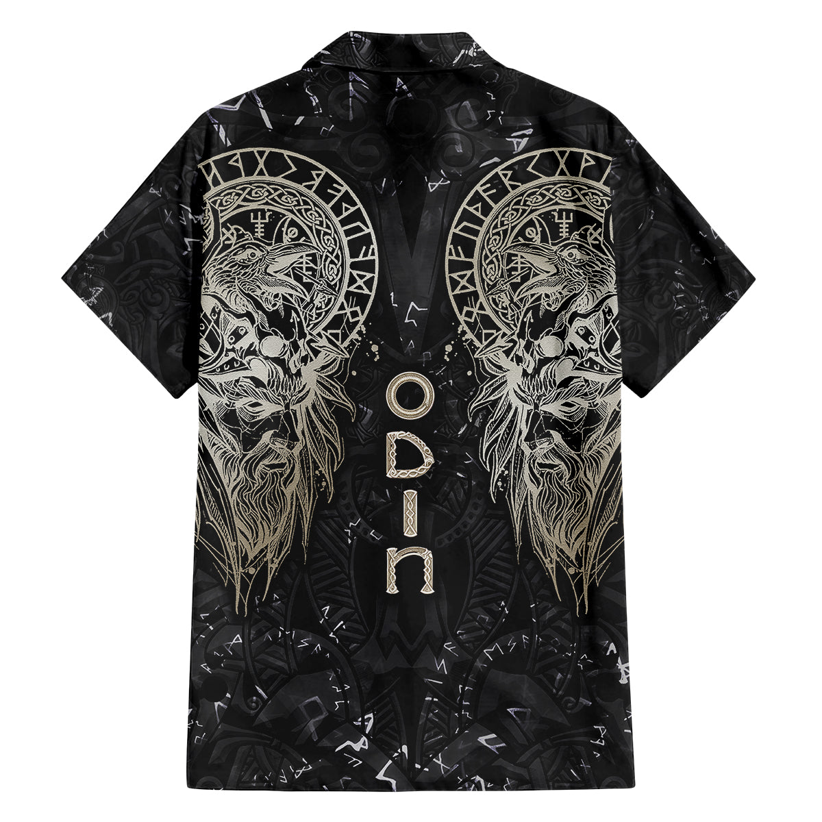 Viking Navigator Family Matching Off Shoulder Maxi Dress and Hawaiian Shirt Odin's Wisdom in Symbols - Wonder Print Shop