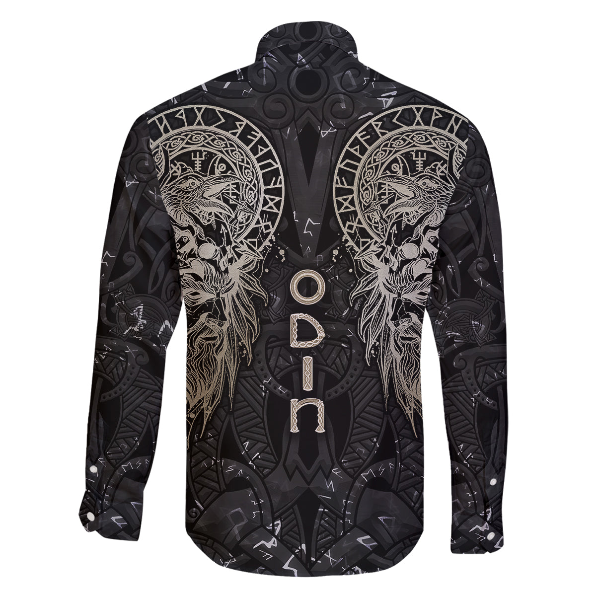 Viking Navigator Family Matching Off Shoulder Maxi Dress and Hawaiian Shirt Odin's Wisdom in Symbols - Wonder Print Shop