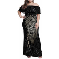Viking Navigator Family Matching Off Shoulder Maxi Dress and Hawaiian Shirt Odin's Wisdom in Symbols - Wonder Print Shop