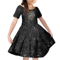 Viking Navigator Family Matching Off Shoulder Short Dress and Hawaiian Shirt Odin's Wisdom in Symbols - Wonder Print Shop