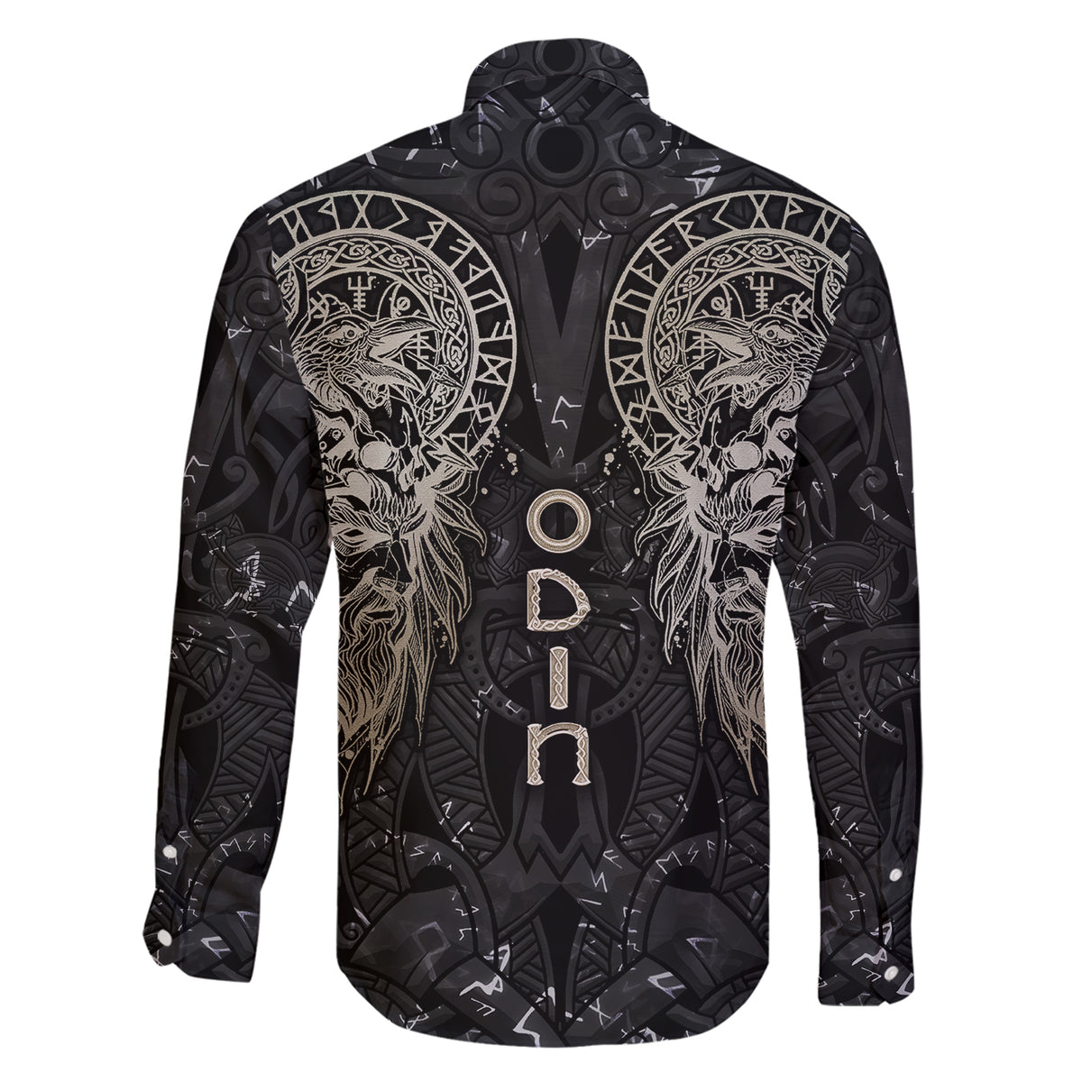 Viking Navigator Family Matching Short Sleeve Bodycon Dress and Hawaiian Shirt Odin's Wisdom in Symbols - Wonder Print Shop