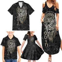 Viking Navigator Family Matching Summer Maxi Dress and Hawaiian Shirt Odin's Wisdom in Symbols - Wonder Print Shop