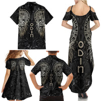 Viking Navigator Family Matching Summer Maxi Dress and Hawaiian Shirt Odin's Wisdom in Symbols - Wonder Print Shop