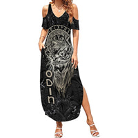 Viking Navigator Family Matching Summer Maxi Dress and Hawaiian Shirt Odin's Wisdom in Symbols - Wonder Print Shop