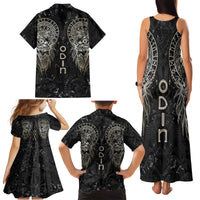 Viking Navigator Family Matching Tank Maxi Dress and Hawaiian Shirt Odin's Wisdom in Symbols - Wonder Print Shop
