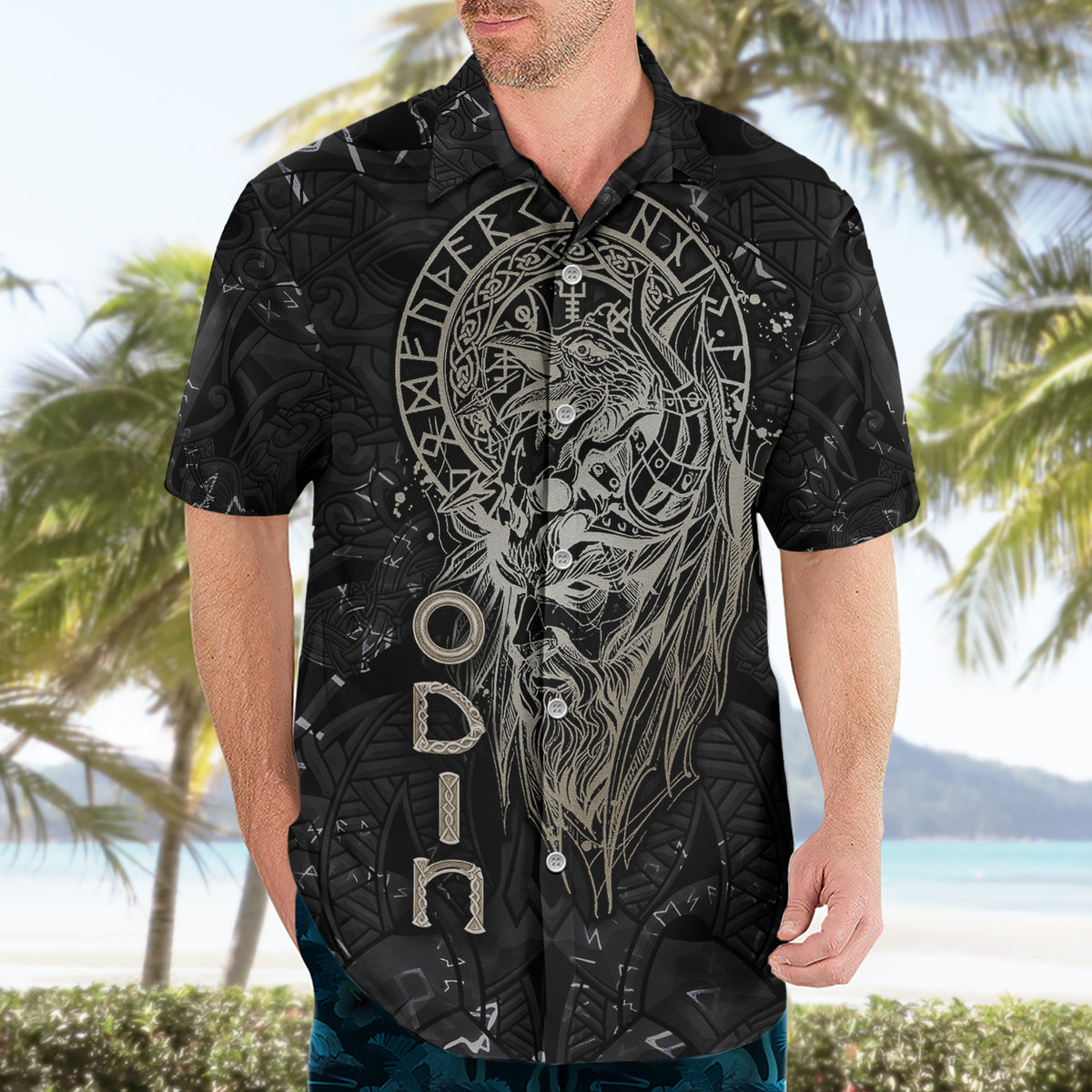 Viking Navigator Hawaiian Shirt Odin's Wisdom in Symbols - Wonder Print Shop