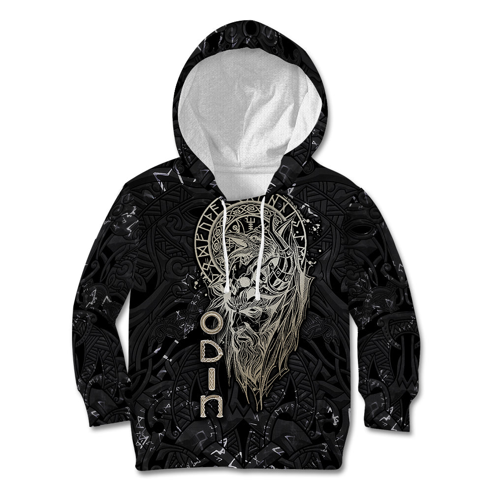 Viking Navigator Kid Hoodie Odin's Wisdom in Symbols - Wonder Print Shop