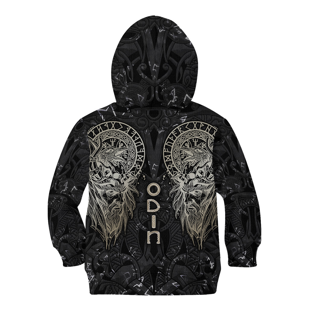 Viking Navigator Kid Hoodie Odin's Wisdom in Symbols - Wonder Print Shop
