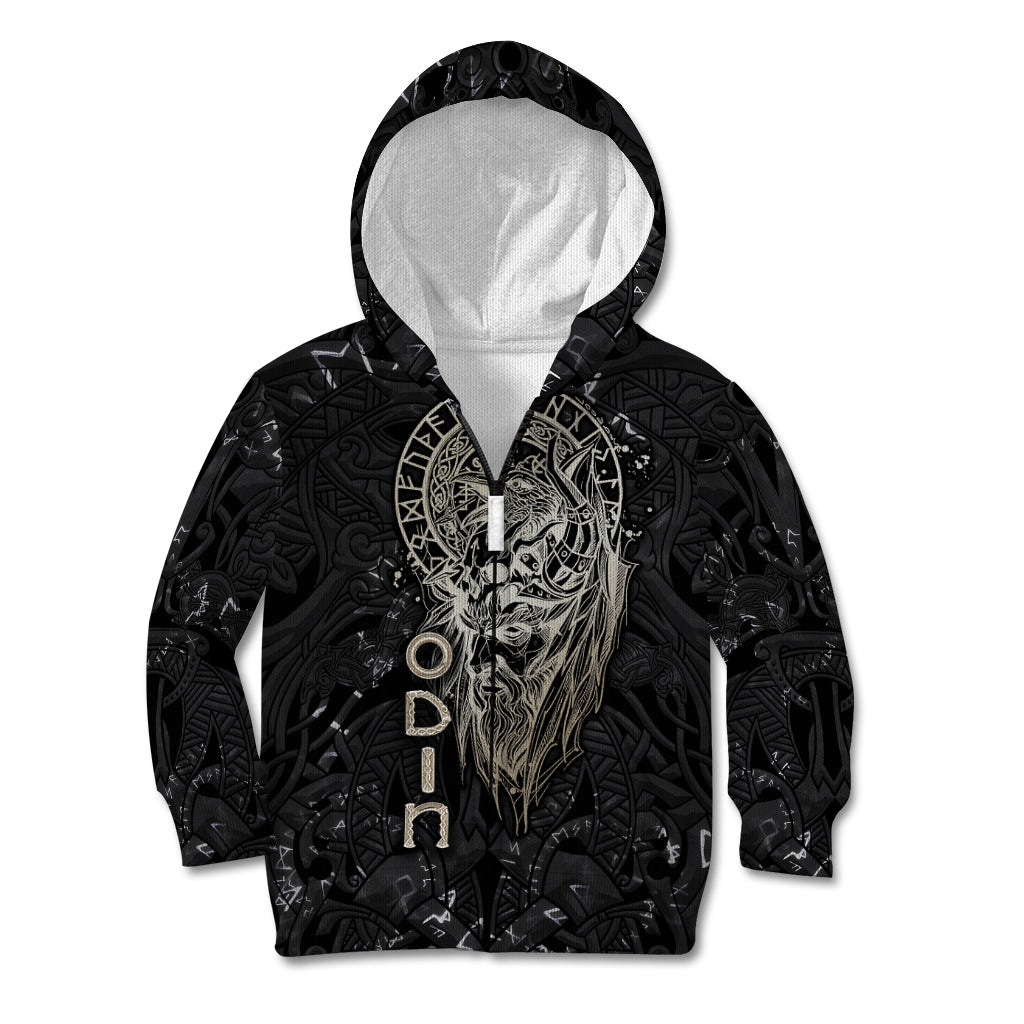 Viking Navigator Kid Hoodie Odin's Wisdom in Symbols - Wonder Print Shop