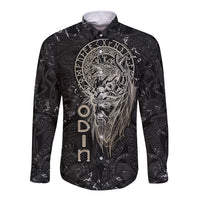 Viking Navigator Long Sleeve Button Shirt Odin's Wisdom in Symbols - Wonder Print Shop