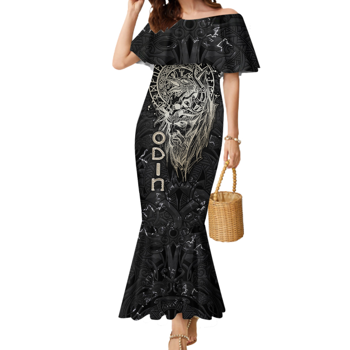Viking Navigator Mermaid Dress Odin's Wisdom in Symbols - Wonder Print Shop