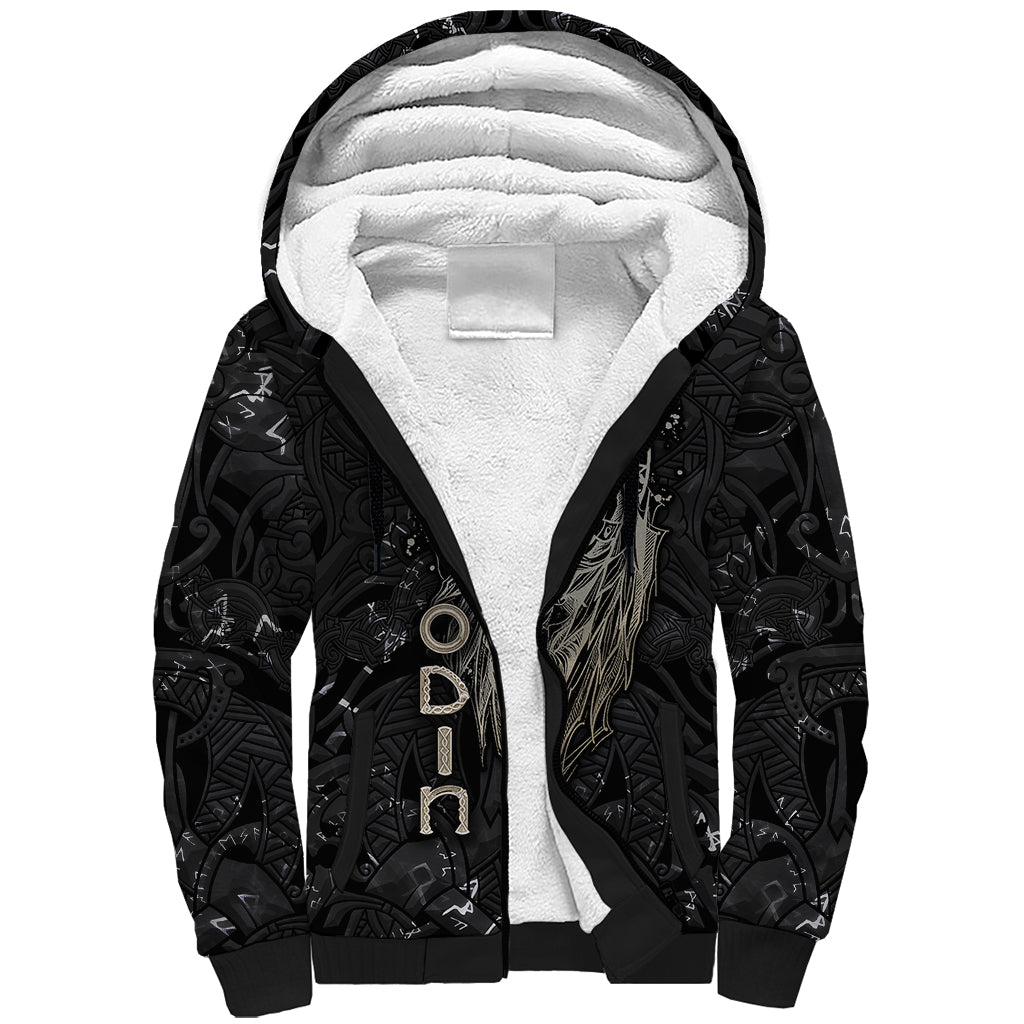 Viking Navigator Sherpa Hoodie Odin's Wisdom in Symbols - Wonder Print Shop