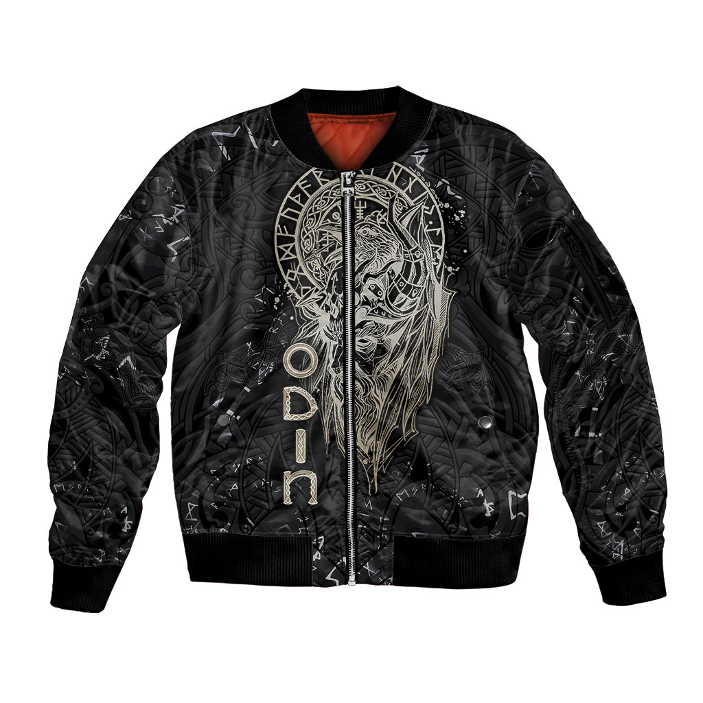 Viking Navigator Sleeve Zip Bomber Jacket Odin's Wisdom in Symbols - Wonder Print Shop