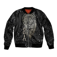 Viking Navigator Sleeve Zip Bomber Jacket Odin's Wisdom in Symbols - Wonder Print Shop