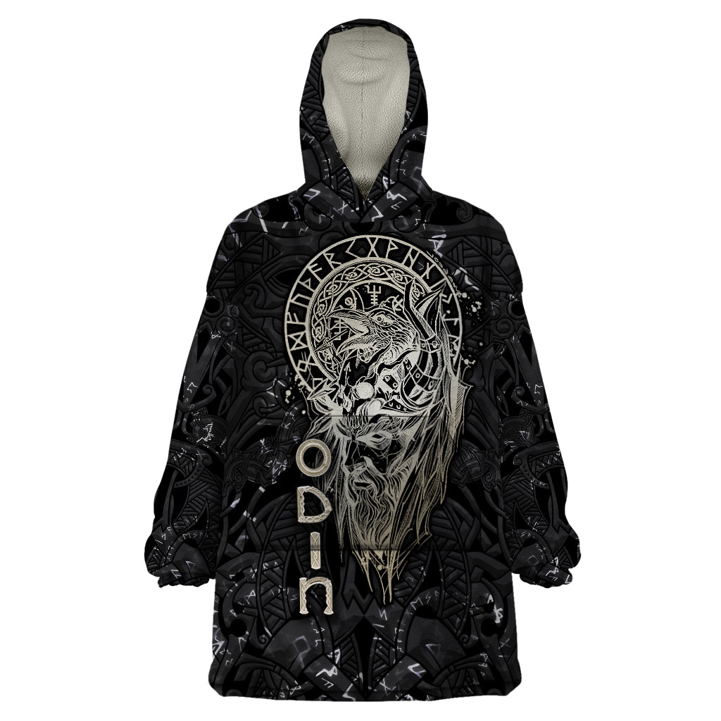 Viking Navigator Wearable Blanket Hoodie Odin's Wisdom in Symbols - Wonder Print Shop