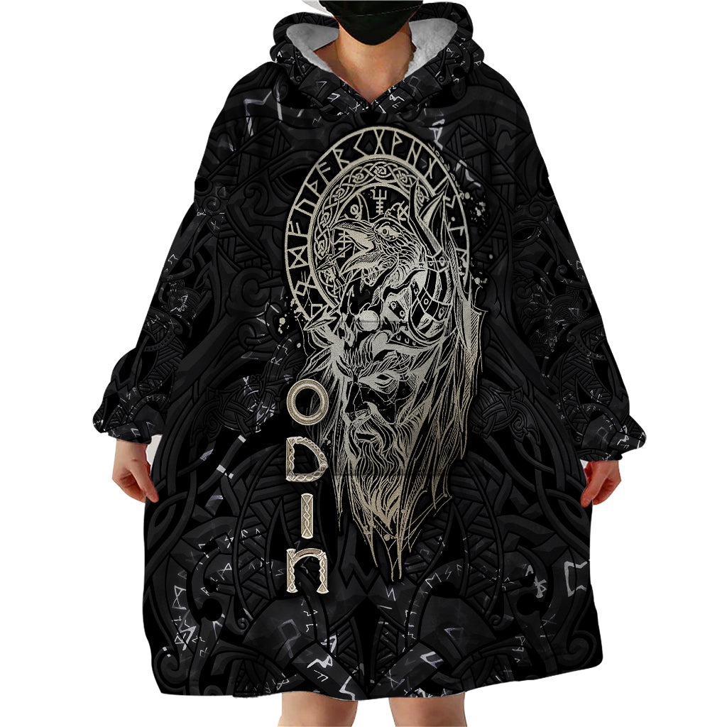 Viking Navigator Wearable Blanket Hoodie Odin's Wisdom in Symbols - Wonder Print Shop