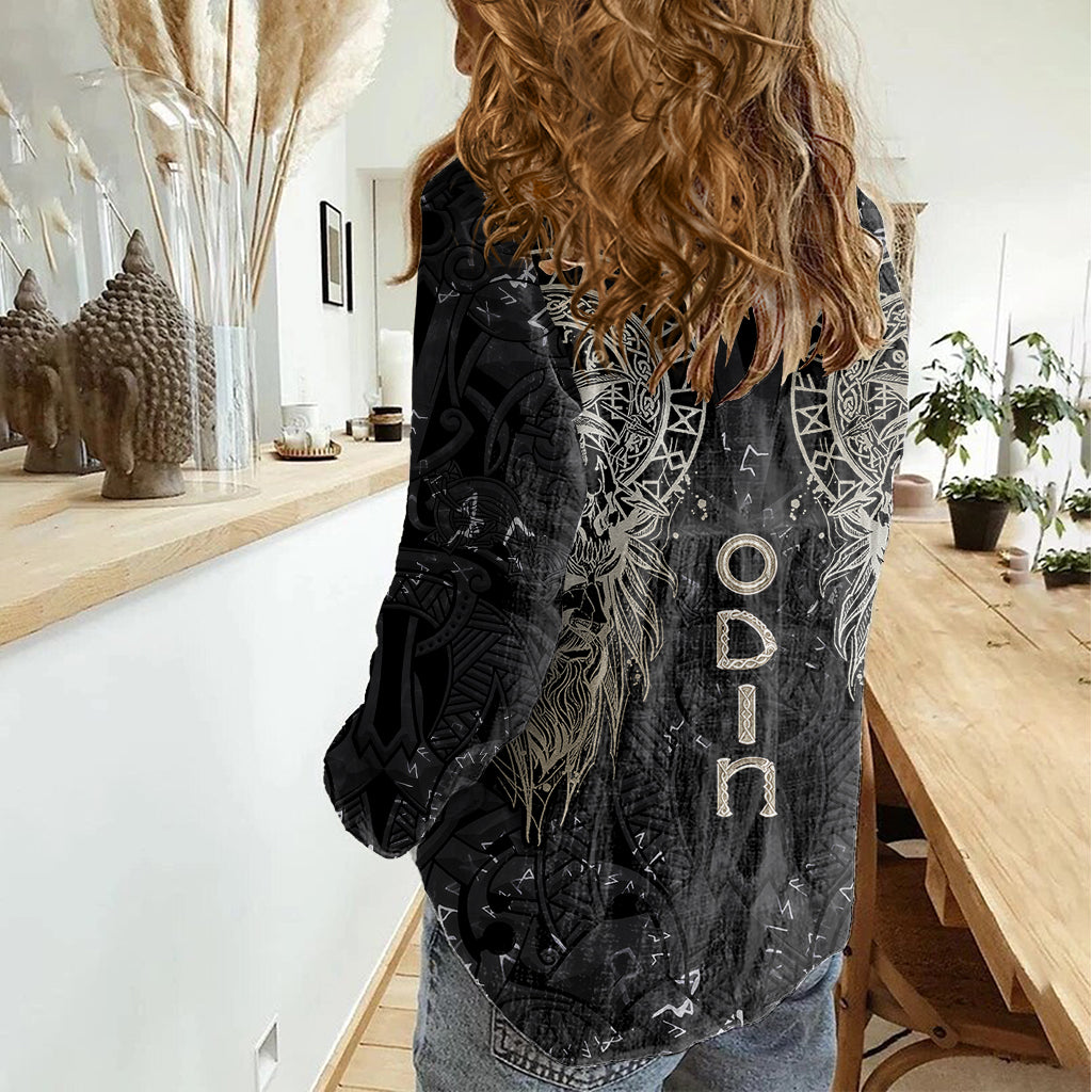 Viking Navigator Women Casual Shirt Odin's Wisdom in Symbols - Wonder Print Shop