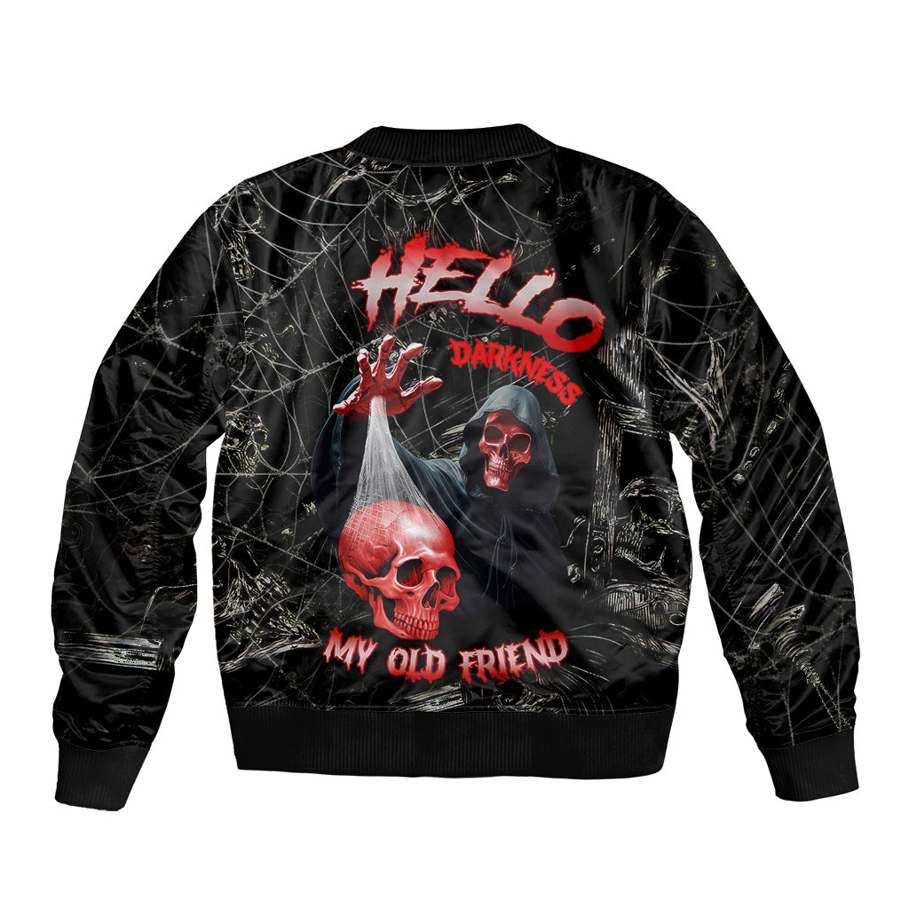 Hello Darkness My Old Friend Skull Bomber Jacket - Wonder Print Shop