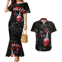 Hello Darkness My Old Friend Skull Couples Matching Mermaid Dress and Hawaiian Shirt - Wonder Print Shop
