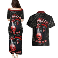 Hello Darkness My Old Friend Skull Couples Matching Puletasi Dress and Hawaiian Shirt - Wonder Print Shop