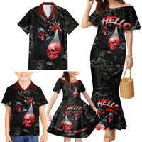 Hello Darkness My Old Friend Skull Family Matching Mermaid Dress and Hawaiian Shirt - Wonder Print Shop