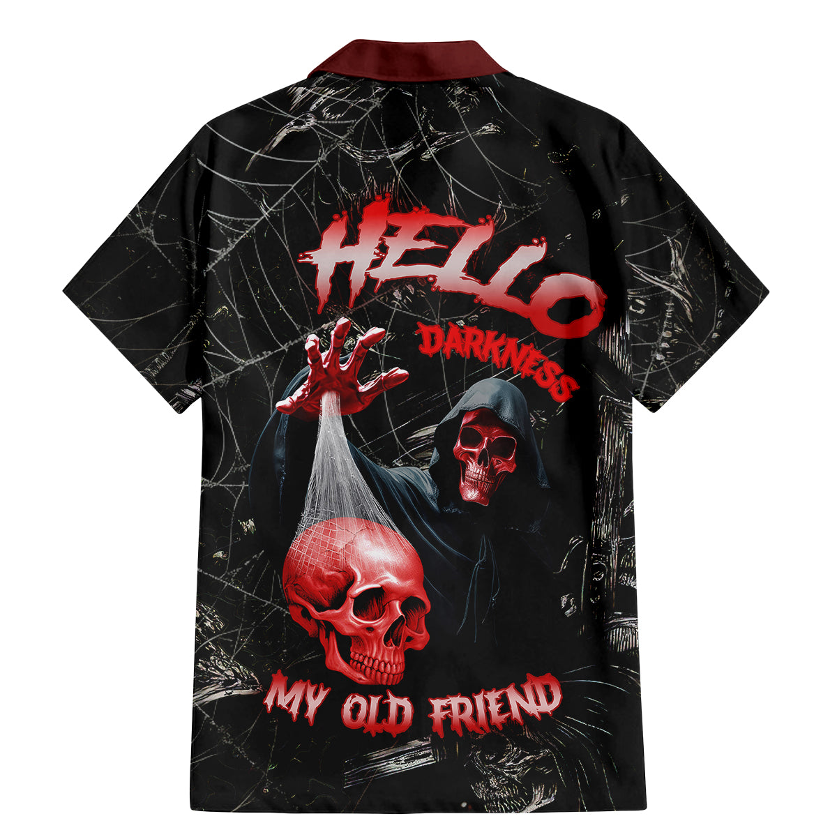 Hello Darkness My Old Friend Skull Family Matching Mermaid Dress and Hawaiian Shirt - Wonder Print Shop