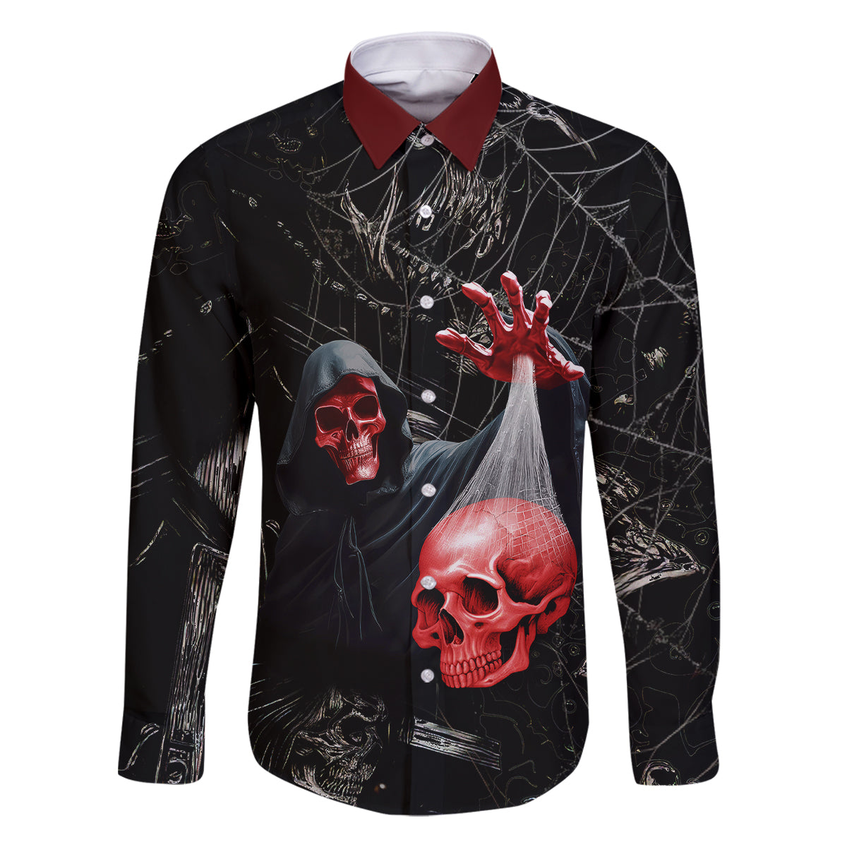 Hello Darkness My Old Friend Skull Family Matching Mermaid Dress and Hawaiian Shirt - Wonder Print Shop