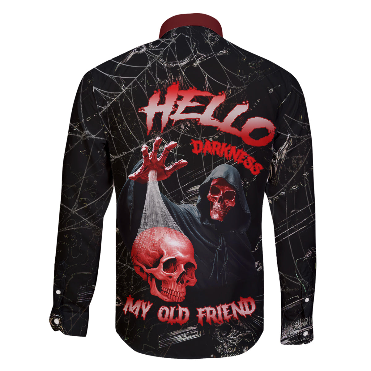 Hello Darkness My Old Friend Skull Family Matching Mermaid Dress and Hawaiian Shirt - Wonder Print Shop