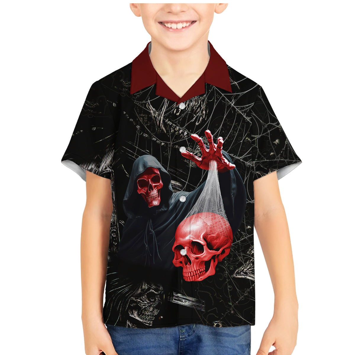 Hello Darkness My Old Friend Skull Family Matching Mermaid Dress and Hawaiian Shirt - Wonder Print Shop