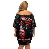 Hello Darkness My Old Friend Skull Family Matching Off Shoulder Short Dress and Hawaiian Shirt - Wonder Print Shop