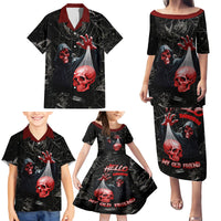 Hello Darkness My Old Friend Skull Family Matching Puletasi Dress and Hawaiian Shirt - Wonder Print Shop