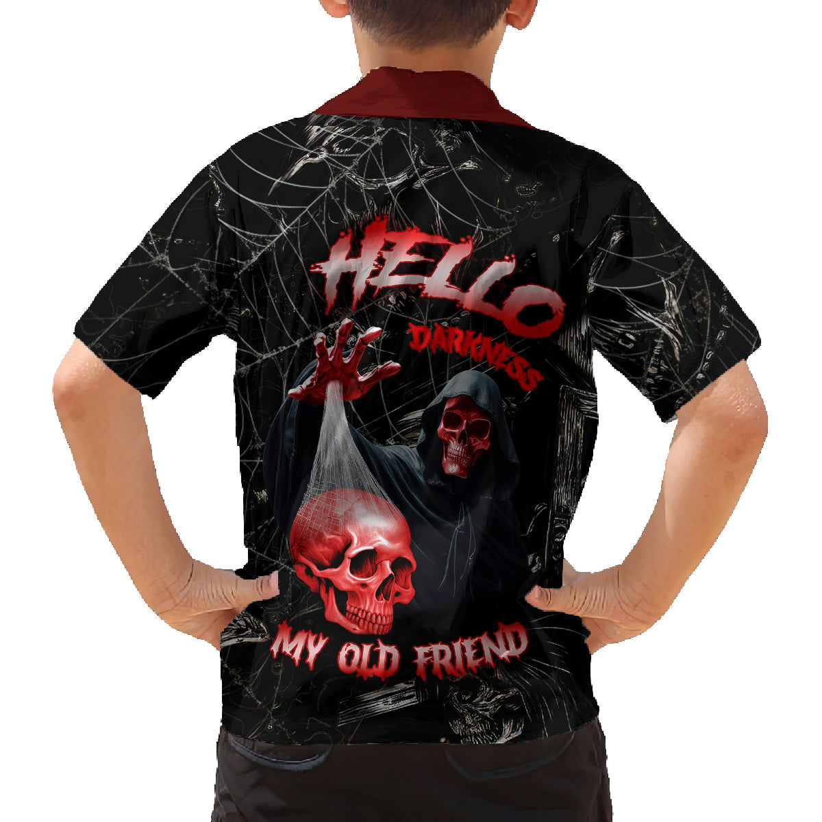 Hello Darkness My Old Friend Skull Family Matching Tank Maxi Dress and Hawaiian Shirt - Wonder Print Shop