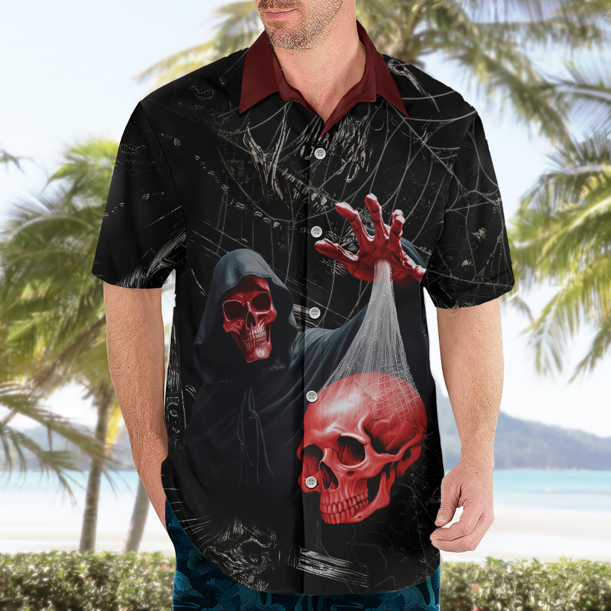 Hello Darkness My Old Friend Skull Hawaiian Shirt - Wonder Print Shop
