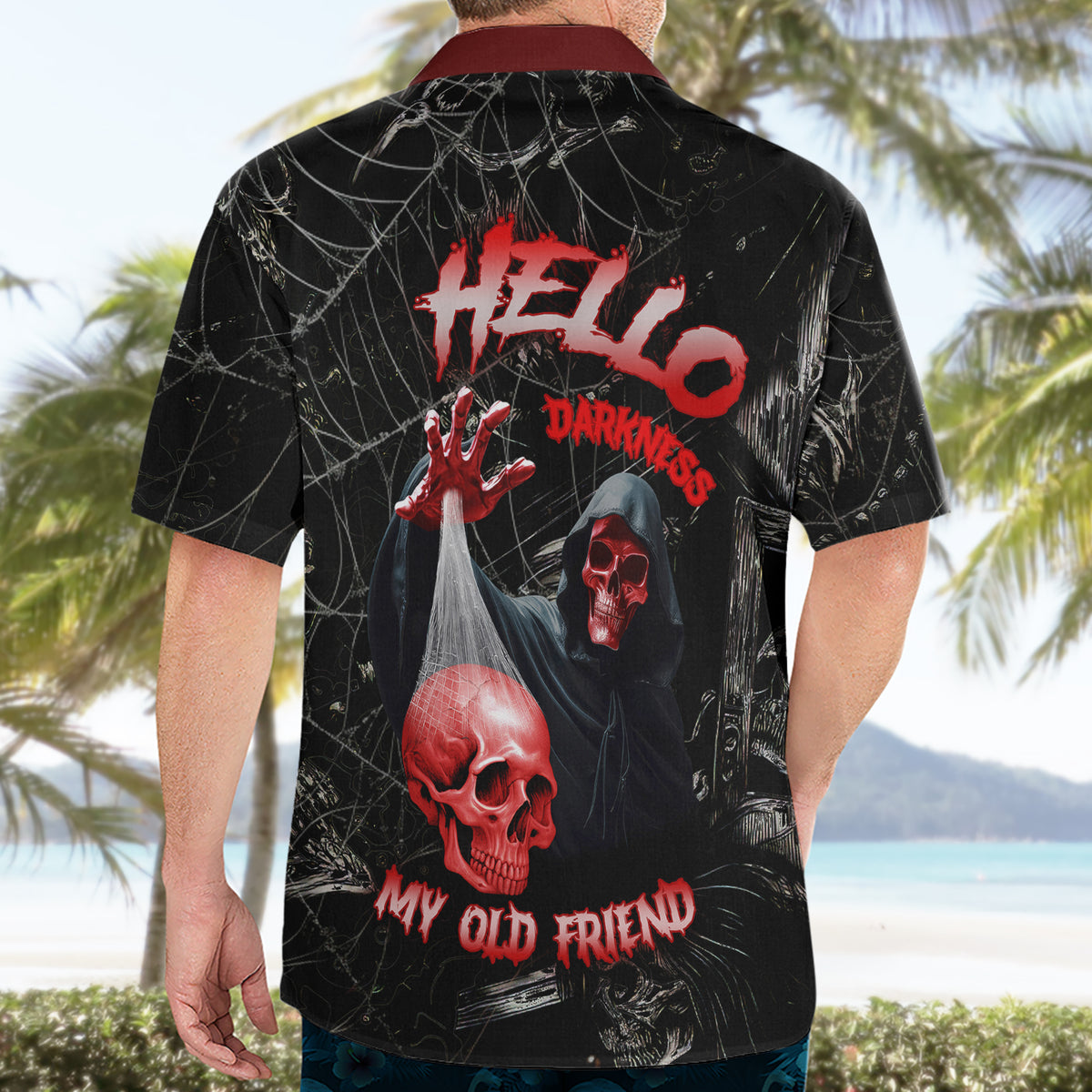 Hello Darkness My Old Friend Skull Hawaiian Shirt - Wonder Print Shop