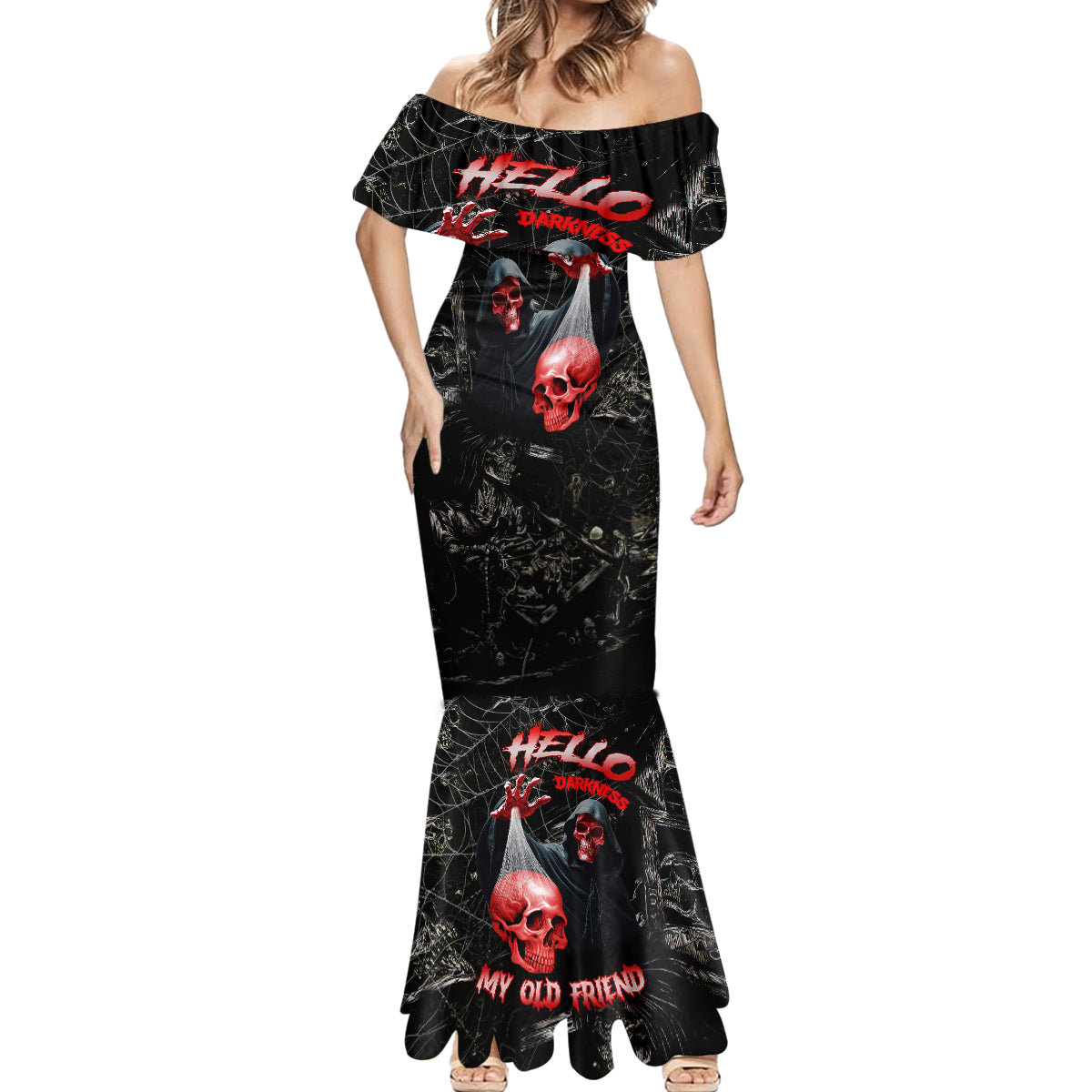 Hello Darkness My Old Friend Skull Mermaid Dress - Wonder Print Shop