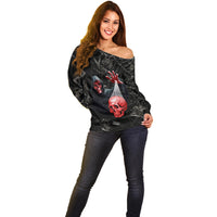 Hello Darkness My Old Friend Skull Off Shoulder Sweater - Wonder Print Shop