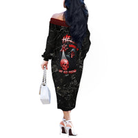 Hello Darkness My Old Friend Skull Off The Shoulder Long Sleeve Dress - Wonder Print Shop