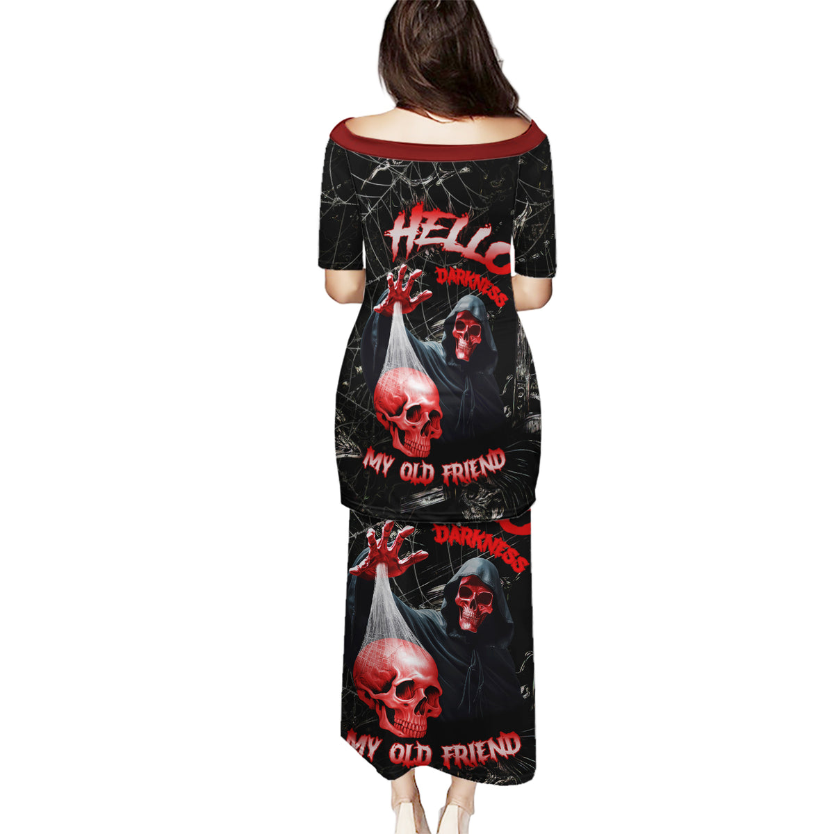 Hello Darkness My Old Friend Skull Puletasi - Wonder Print Shop