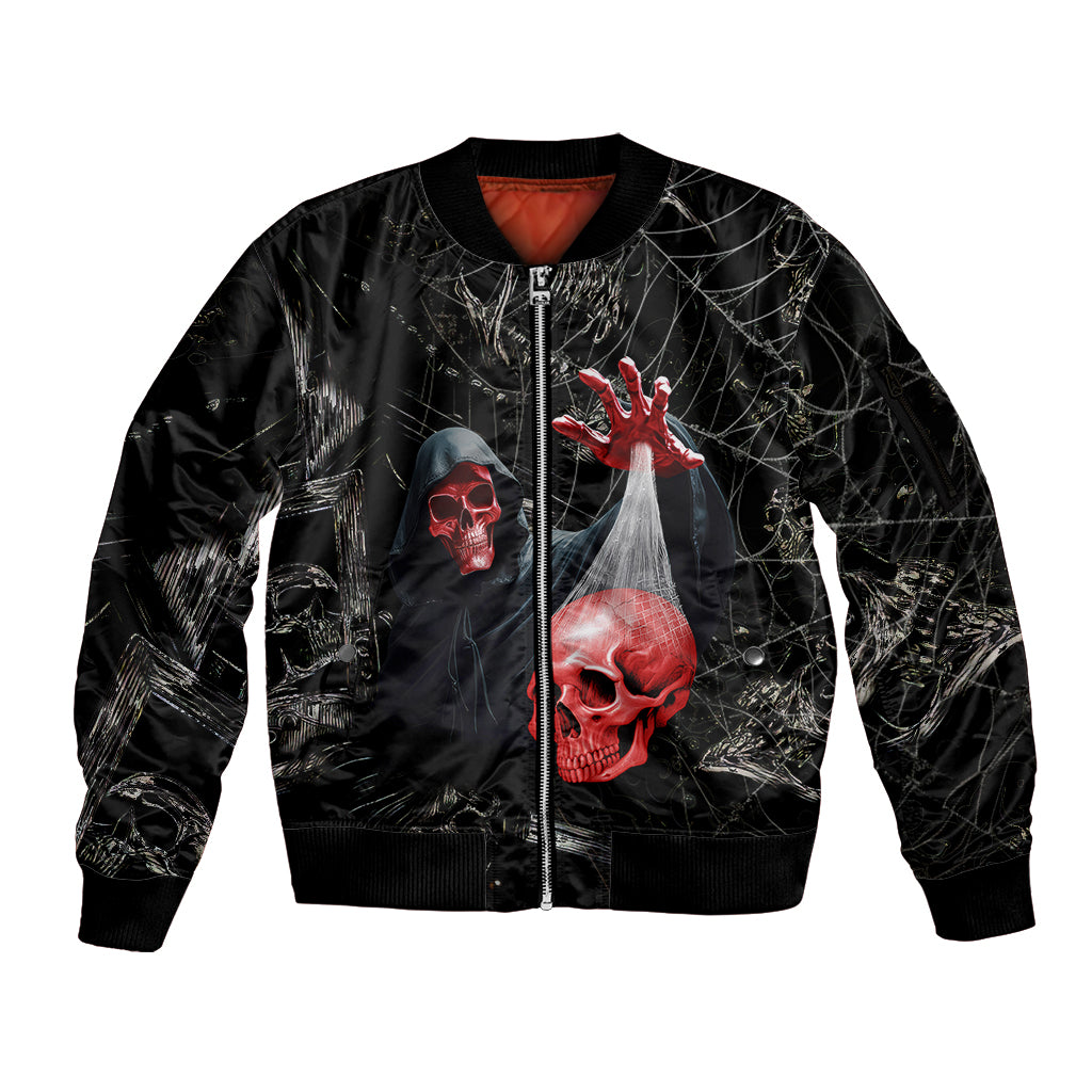 Hello Darkness My Old Friend Skull Sleeve Zip Bomber Jacket - Wonder Print Shop