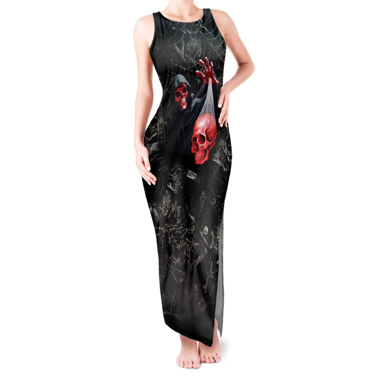 Hello Darkness My Old Friend Skull Tank Maxi Dress - Wonder Print Shop