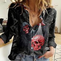 Hello Darkness My Old Friend Skull Women Casual Shirt - Wonder Print Shop
