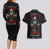 I'm Not The Hero You Wanted I'm The Monster You Needed Couples Matching Long Sleeve Bodycon Dress and Hawaiian Shirt - Wonder Print Shop