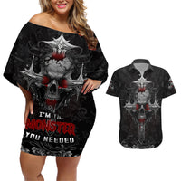 I'm Not The Hero You Wanted I'm The Monster You Needed Couples Matching Off Shoulder Short Dress and Hawaiian Shirt - Wonder Print Shop
