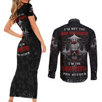 I'm Not The Hero You Wanted I'm The Monster You Needed Couples Matching Short Sleeve Bodycon Dress and Long Sleeve Button Shirts - Wonder Print Shop