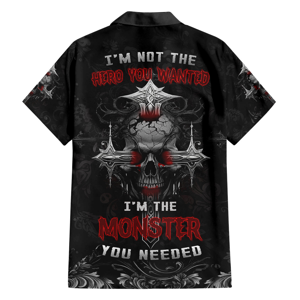 I'm Not The Hero You Wanted I'm The Monster You Needed Family Matching Long Sleeve Bodycon Dress and Hawaiian Shirt - Wonder Print Shop