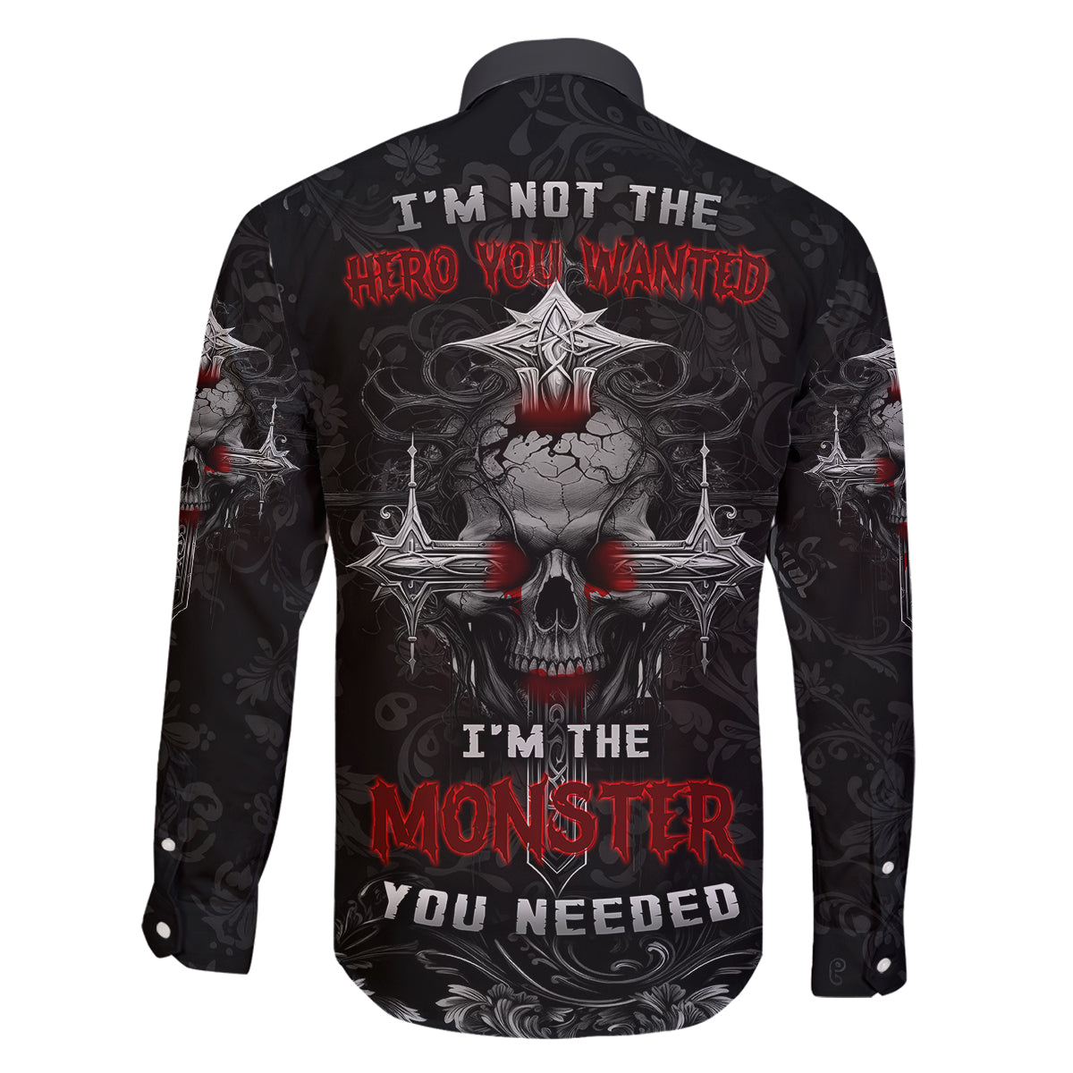 I'm Not The Hero You Wanted I'm The Monster You Needed Family Matching Long Sleeve Bodycon Dress and Hawaiian Shirt - Wonder Print Shop